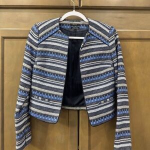 RW&CO. Blue, Gray & White Striped Blazer